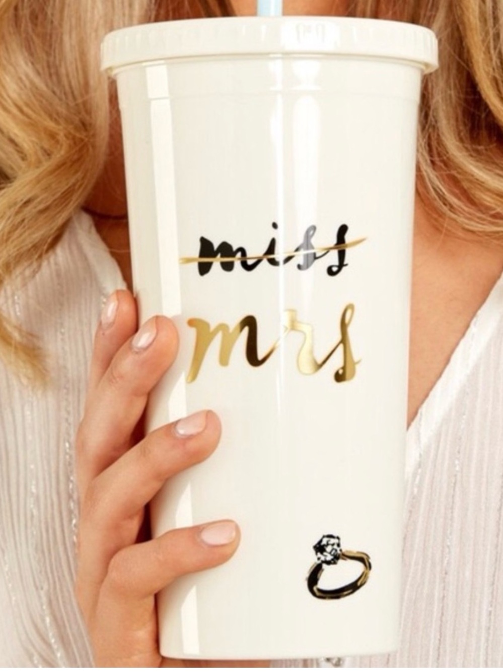Kate Spade Miss to Mrs bride tumbler cup